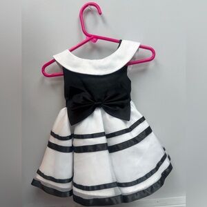 Black and White Striped Dress with Bow